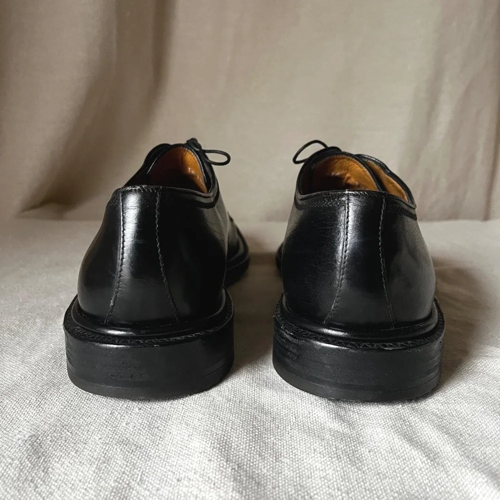 A. Testoni Black Leather Apron Toe Oxford Dress Shoes‎ Sz 10M Italy